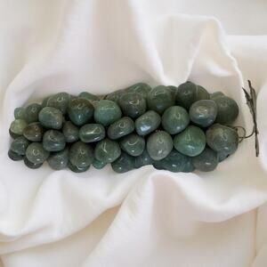 Genuine Aventurine Stone Bunch of Grapes Italian with Silver Leaves Vintage